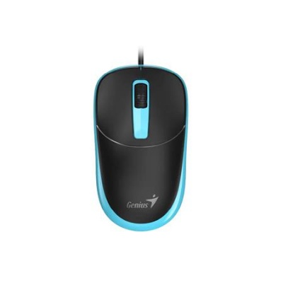 Egér, vezetékes, optikai, normál méret, USB, GENIUS "DX-123", fekete-kék