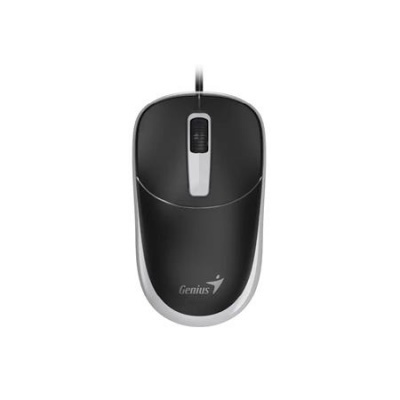 Egér, vezetékes, optikai, normál méret, USB, GENIUS "DX-123", fekete-szürke