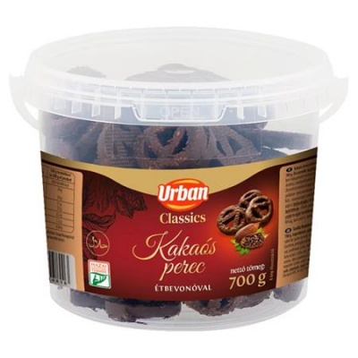 Kakaós perec, 700 g, vödrös, URBAN, kakaós étbevonóval