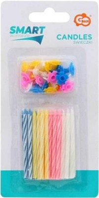 Gyertya, születésnapi, tartóval, 24 db